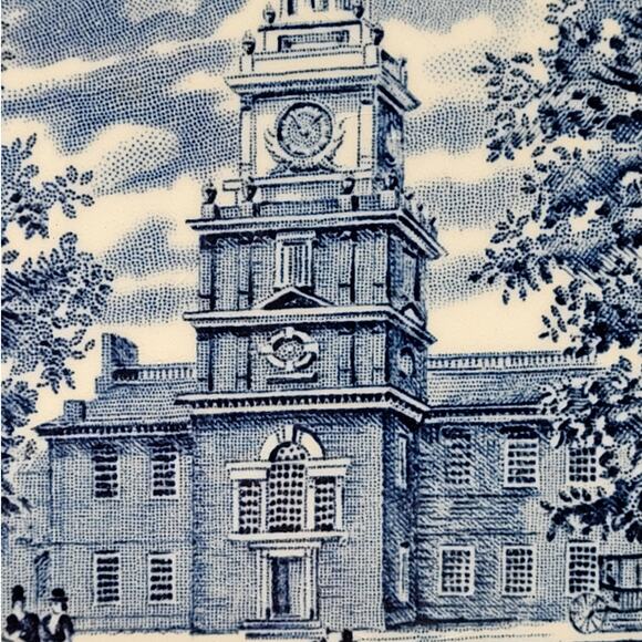 Staffordshire Vintage Liberty Blue 1776 Colonial Transferware 2 Dinner Plate 2-5 - Picture 8 of 10